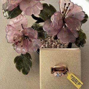 Ethiopian Welo Opal, Mozambique Garnet Vermeil Rosegold Stackable Rings